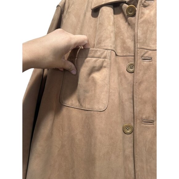 Roundtree Yorke Soft Suede Leather Barn Chore Coat Jacket Large Brown Western - Picture 11 of 16